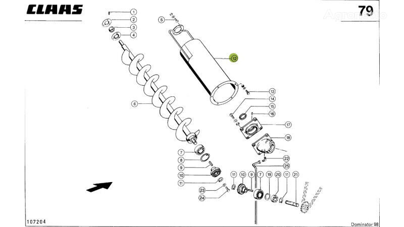 sem-fim 0006827952 para ceifeira-debulhadora Claas Dominator 98